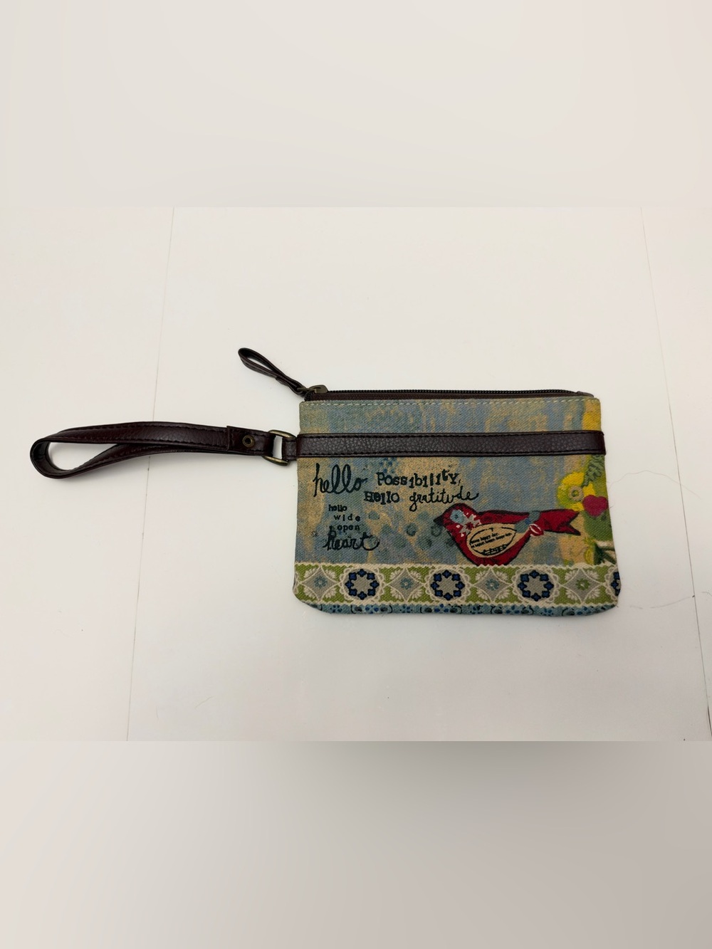 Kelly Rae Roberts Hello Possibility Canvas Wristlet Bird Art Print Zip Pouch
